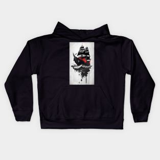 Ink Style Pirate Ship Kids Hoodie